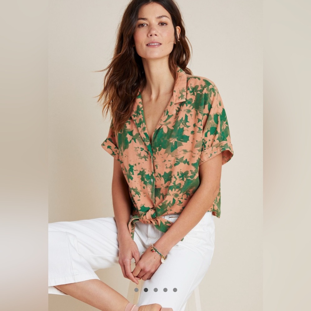 Anthropologie Maia Tie-Front Blouse